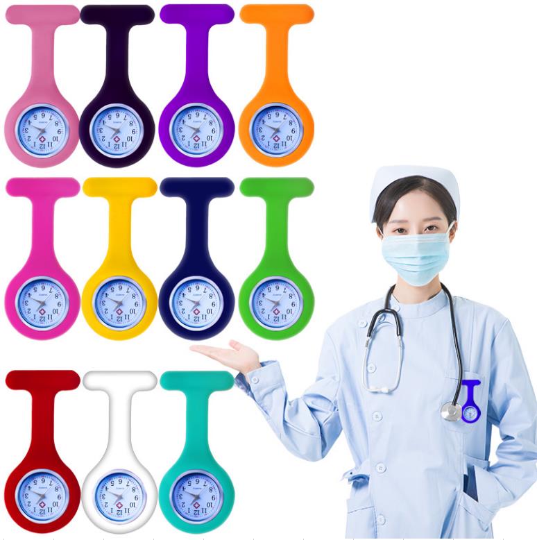 

Wholesale Mix 14colors Silicone Breast Brooch Quartz Nurse Watch, 21 colors