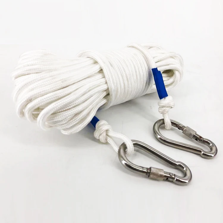 Bu-196 Nylon Safety Rope Freediving Nylon Lined Nylon Rope With Clips ...