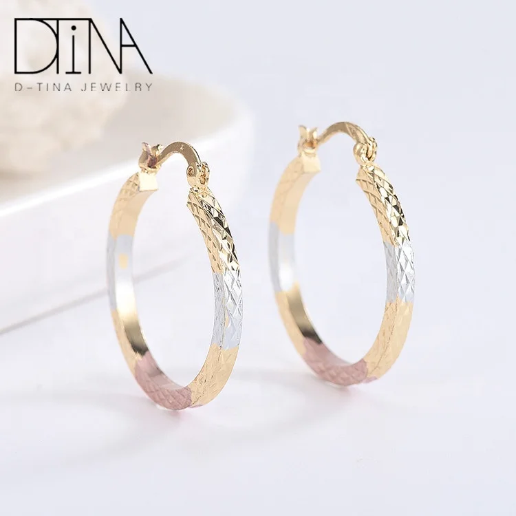 

DTINA personality three-color earrings cold wind circle big earrings, Tri-color earrings