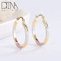 

DTINA personality three-color earrings cold wind circle big earrings