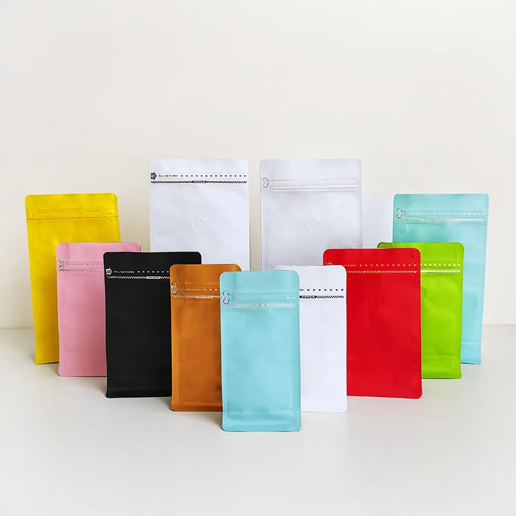 

1/4 lb pound 4oz 125g 150g plain matte color aluminum foil flat bottom coffee pouch with valve