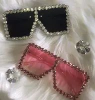 

fashion oversized square frame bling rhinestone sunglasses