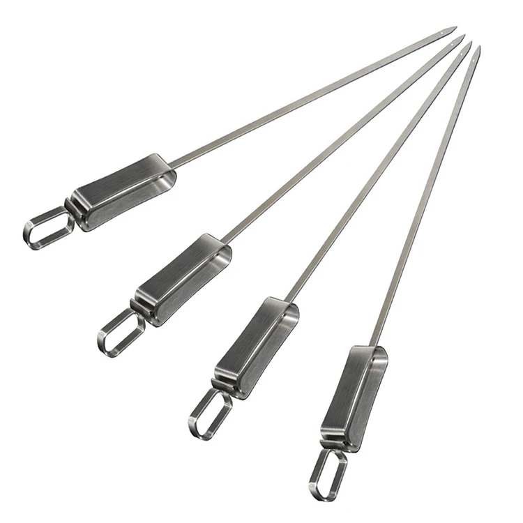 

Best Sell High Quality Reusable Bbq Needle Stainless Steel Barbecue Skewers Outdoor Camping Picnic Tools Cooking Tools, Sliver