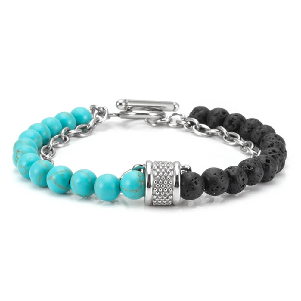 

Wholesale Stone Beaded Chains Mens Surgical 316L Stainless Steel Bracelet