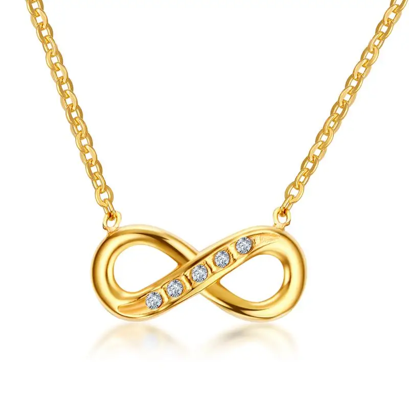 

RFJEWEL Wholesale hot selling infinity heart necklace with rhinestones 18K gold stainless steel jewelry necklace for women