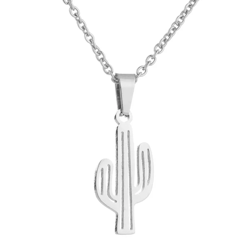 

MSYO Stainless Steel Cactus Pendant For Necklace Gold Jewelry Gold Necklace For Unisex, As shown in the picture