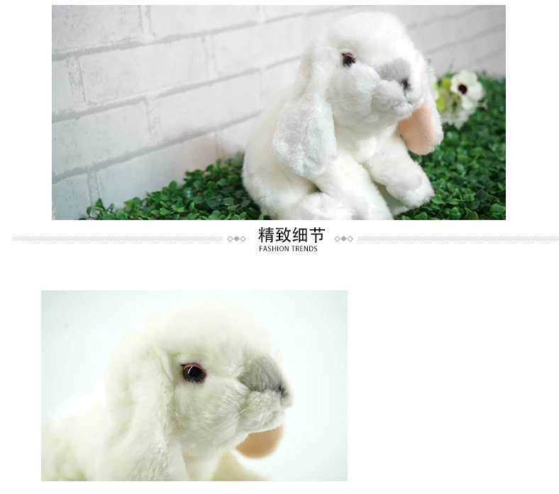 Cute Sitting Long Ears Rabbit Stuffed Toy Animal White Lops Plush Toy