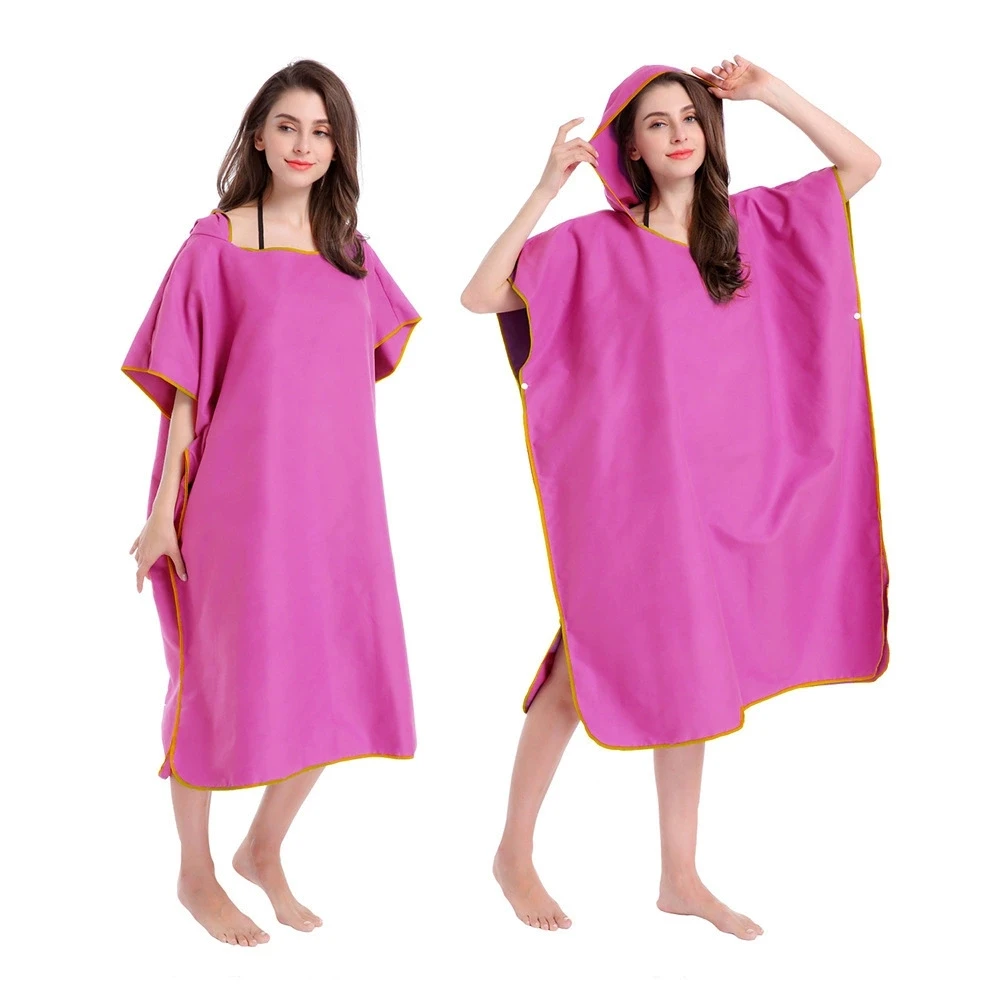 Logo Custom Quick Dry Surf Sand Free Poncho Towel With Hood Microfiber Hooded Poncho Beach Towels for Adults Kids