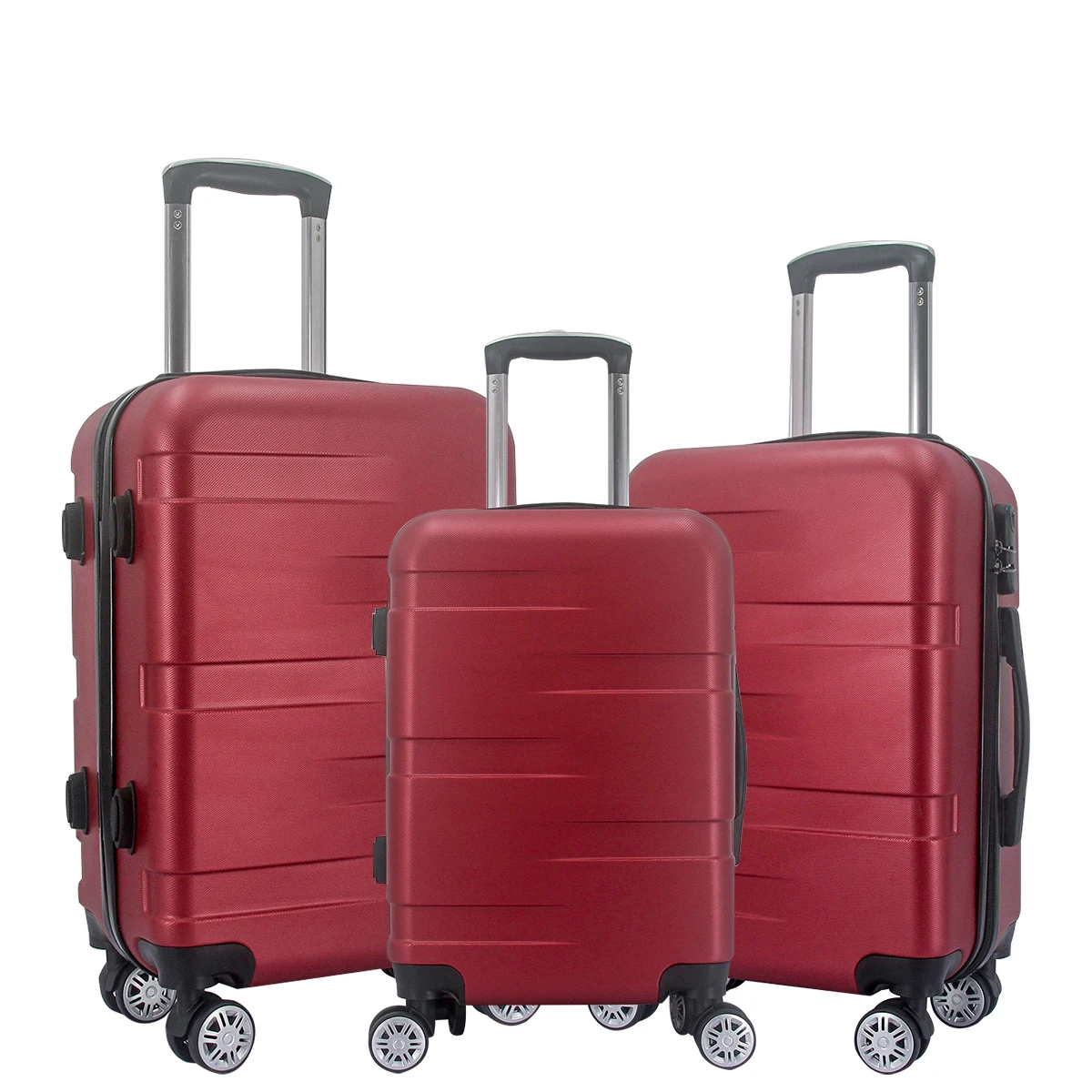 

20/ 24/28 inch red 3 pieces Trolley carry on Suitcase hard side Travel abs luggage set with 360 silent wheel