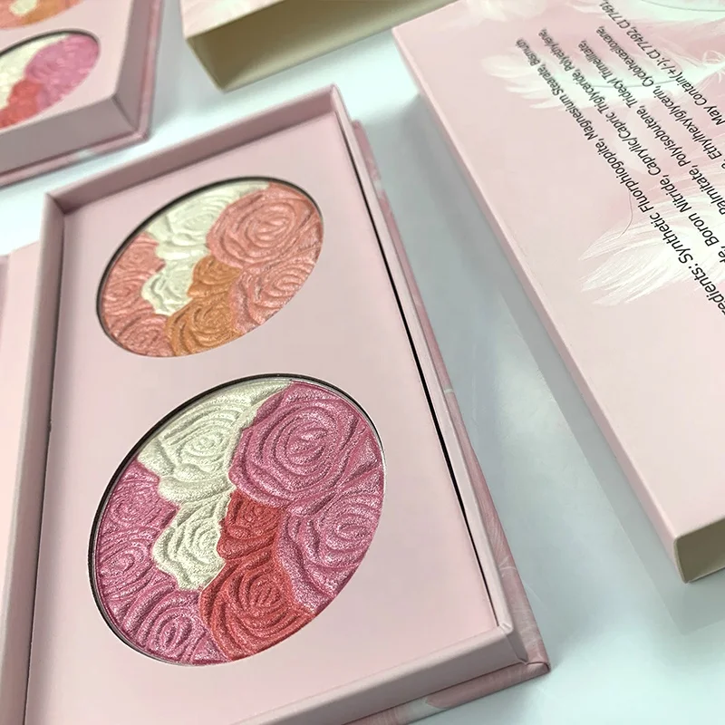 

Vegan 2 in 1 blush and highlighter palette blush private label no logo