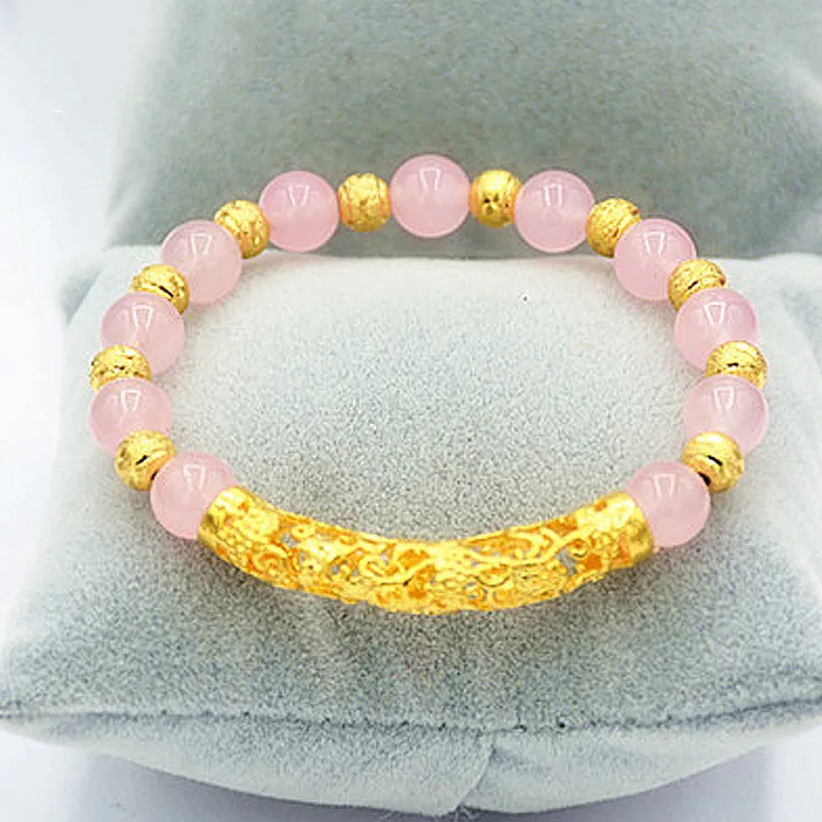 

Agate BraceletGold Plated Elbow Pink Bracelet Exquisite Craftsmanship Gold Ladies Jewelry