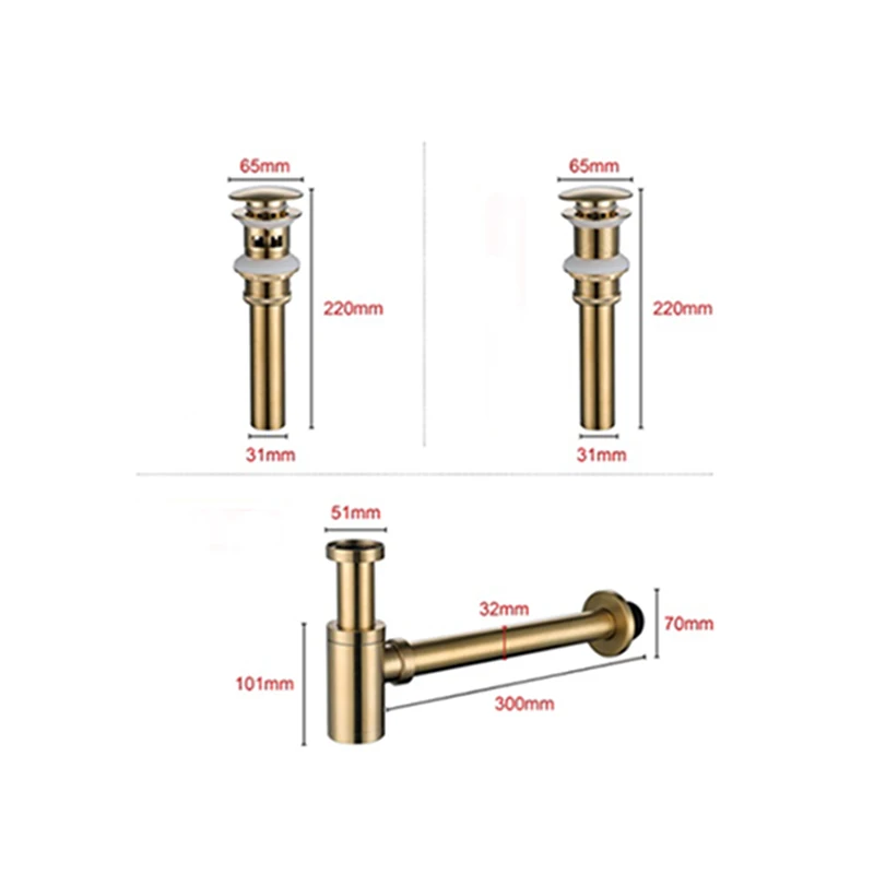 

Brush Gold Brass Sink Drain Basin Bottle Trap