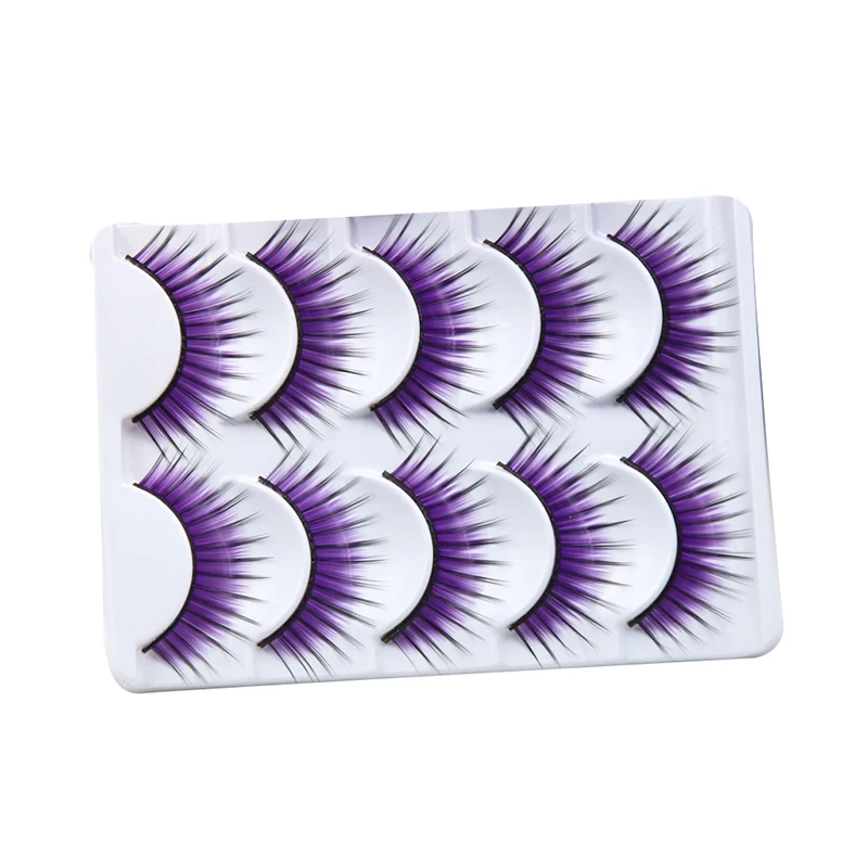 

Factory supply free sample colorful soft long luxury dramatic eyelashes purple false eyelashes