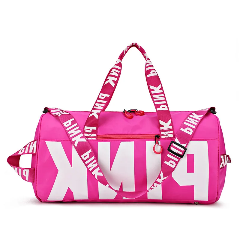 

Custom Logo Pink Duffle Gym Sport Bags Women Waterproof Travel Bags Large Capacity, Black&pink