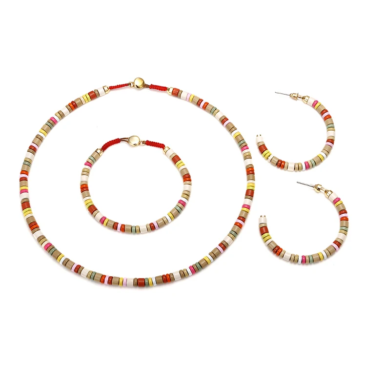 

Latest Design Rainbow Enamel Jewelry Gold Plated Necklace and Earrings Set Bracelet, Rainbow color