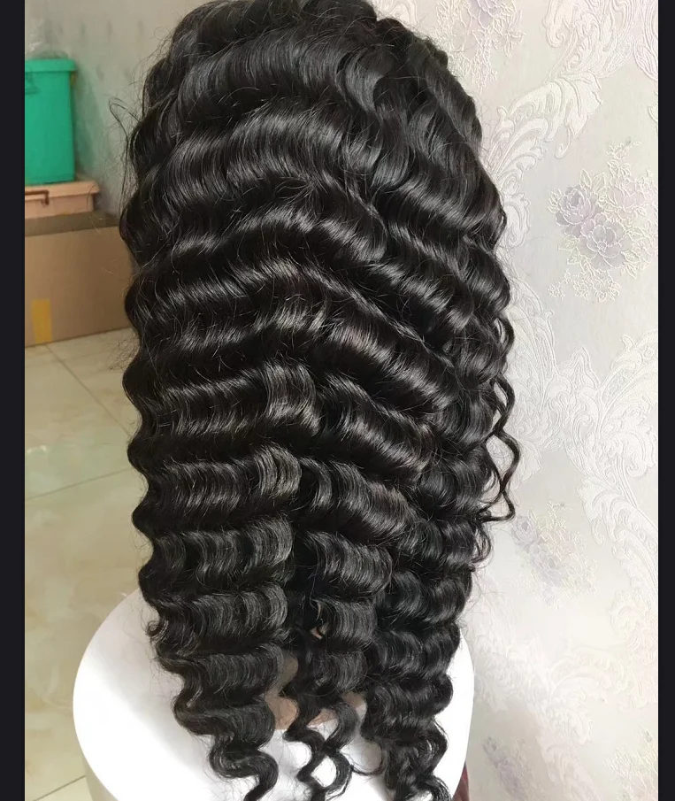 

Full lace/front lace wig pineapple malaysian deep curly ocean wave virgin human hair with baby hair pre plucked Bleached Knots
