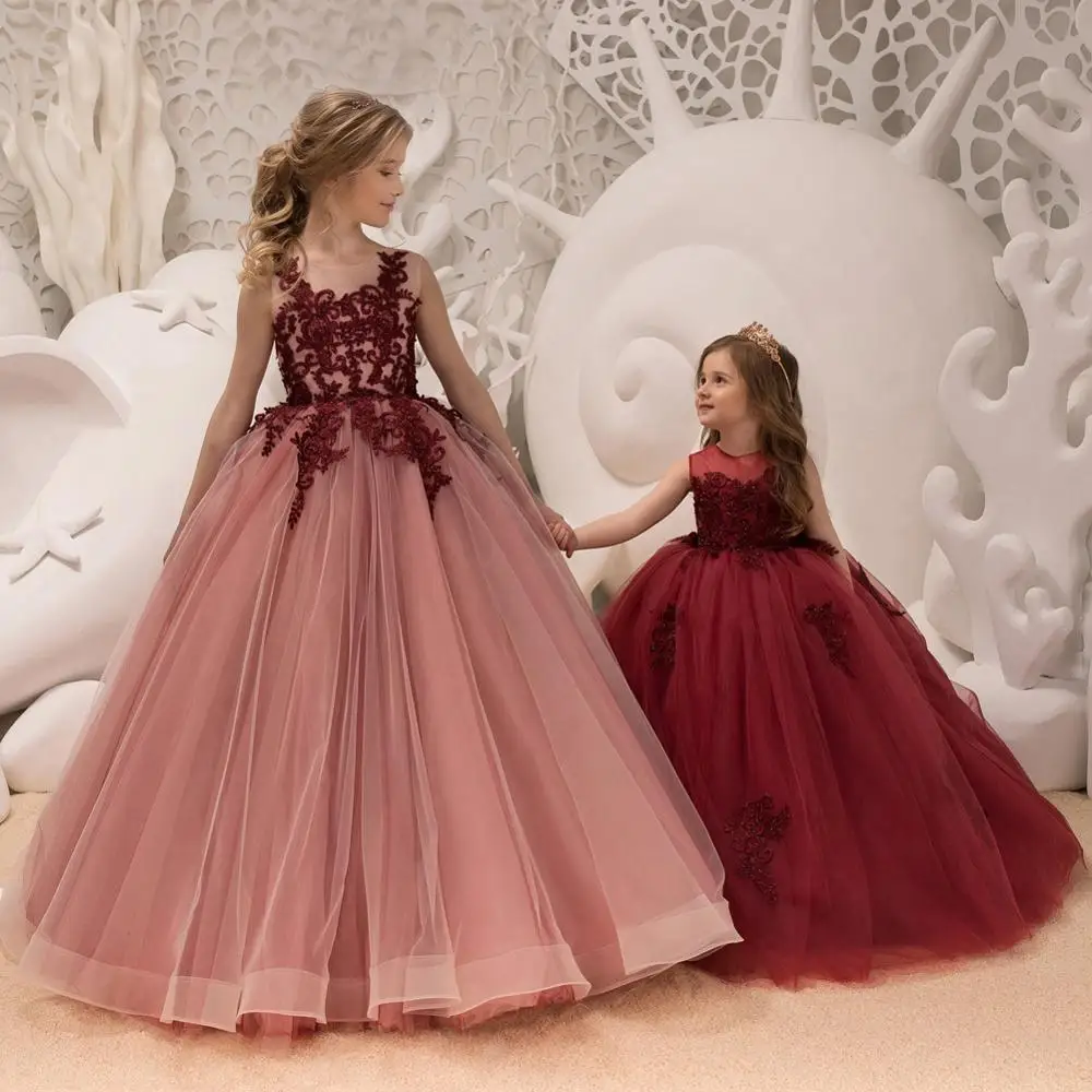 

CL0976A girl weeding dresses girls lace princess dress flower girl evening dresses, Pink/white/red/green/blue/navy/gold/champine