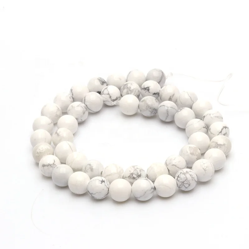 

Cheap Bulk Wholesale Natural White Jasper Gemstone Smooth Round White Howlite Beads, 100% natural color