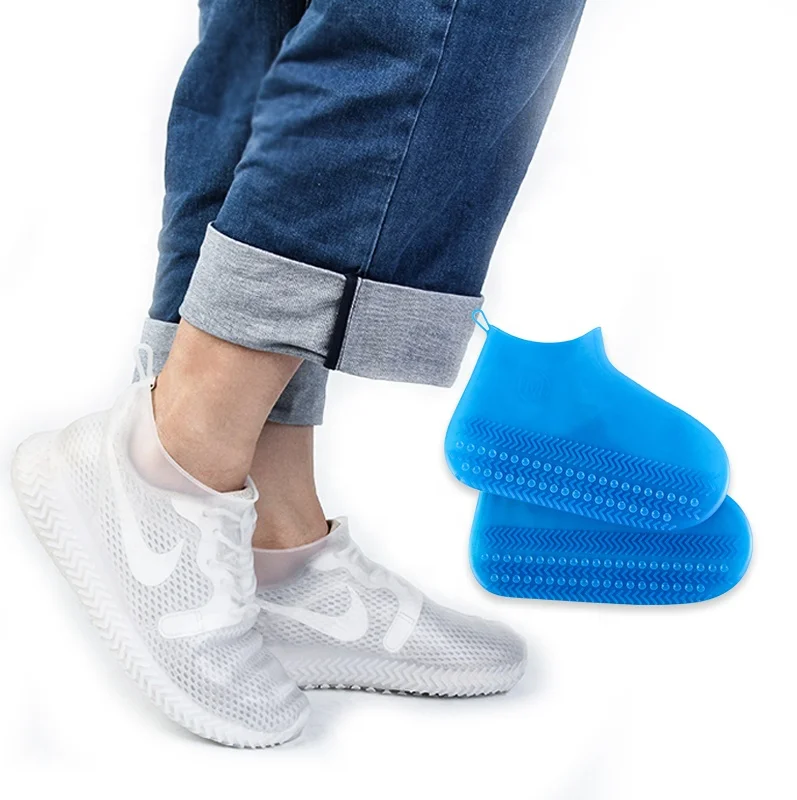 

New amazon top seller products Wholesale Cycling Cover Shoes Silicon Protective Rain Shoe Silicone Cover for Bike Shoes Rain Boot Clear Cover Logo Unisex, White ,blue ,grey,brown