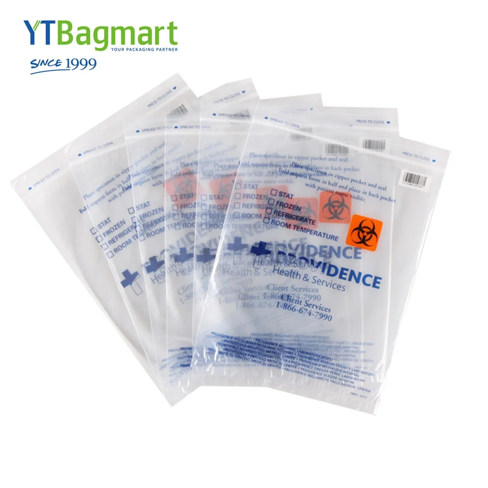 
3 Layer Pe Medical Zipper Seal Biodegradable Biohazard Specimen Bag With Document Pouch 