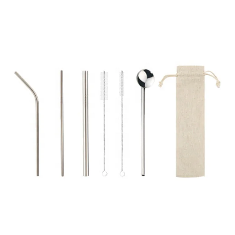 
Reamazing Hot selling Custom Logo Reusable 304 Metal Stainless Steel Straw Set in box 