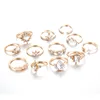 VRIUA Boho Vintage Gold Star Midi Moon Rings Set For Women Crystal Midi Finger Ring 2019 Female Bohemian Jewelry Gifts