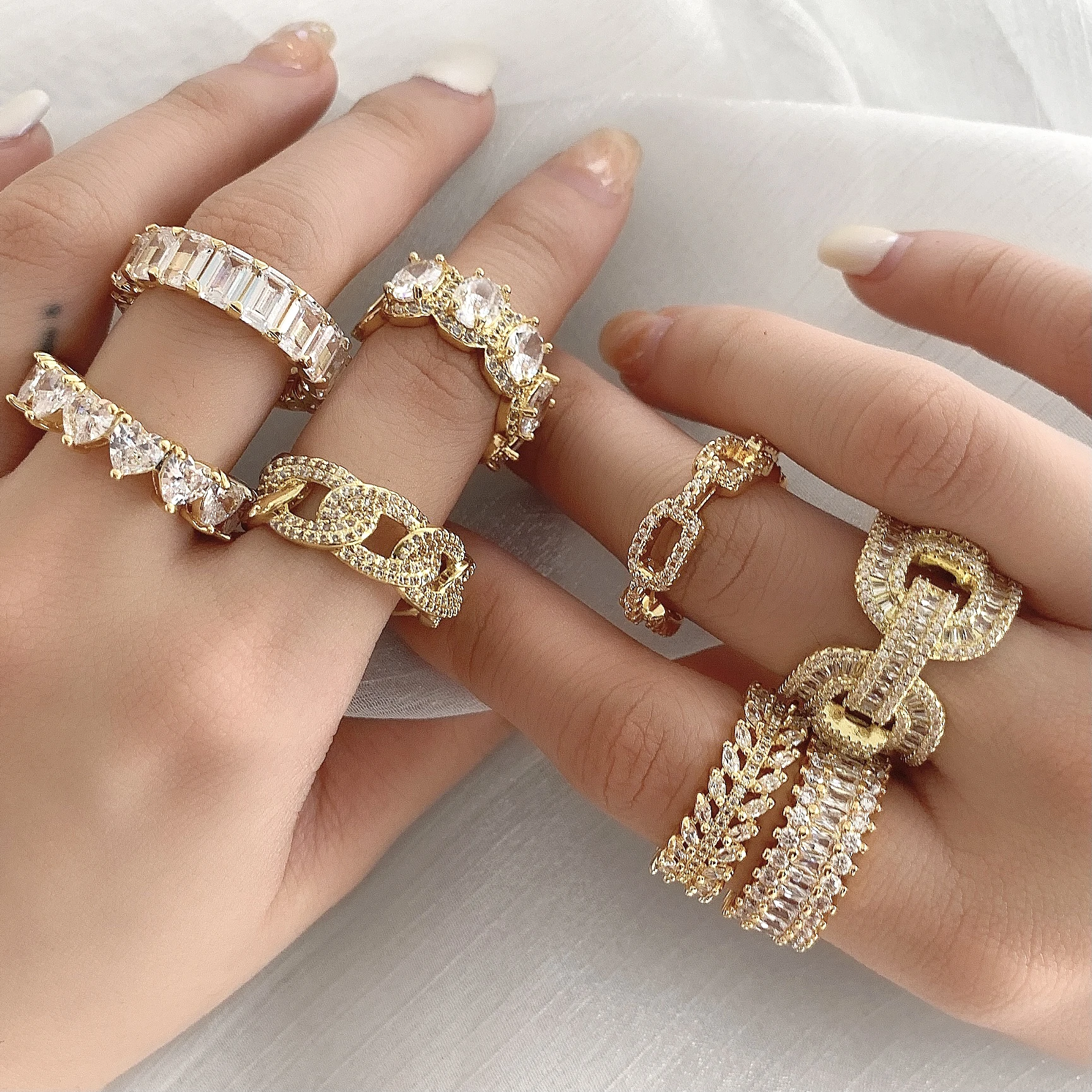 

women cubic zirconia bling bling sparkle diamond silver jewelry ring