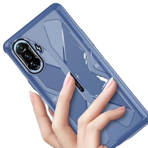 

New Design Luxury Mobile Phone Case TPU Cooling Gaming Phone All-inclusive Shockproof Case for Xiaomi Redmi K40 Gaming, Red, blue and green