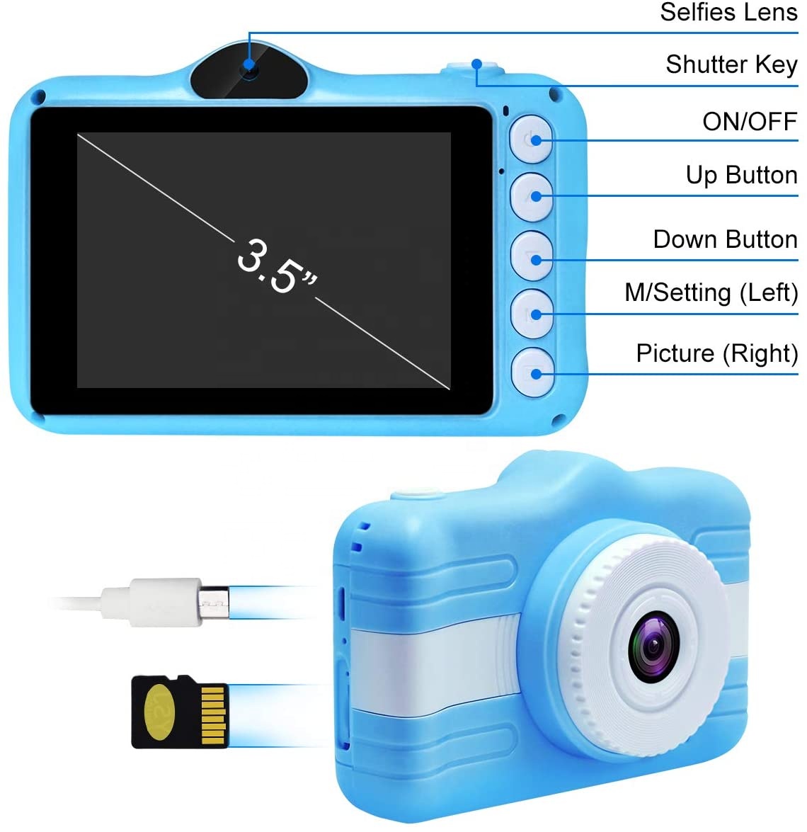 

Kids Digital Camera 3.5 Inch Screen Mini Rechargeable Toy Camera Gifts for Kid Boys Girls Ages 4-12 Child Selfie Camera