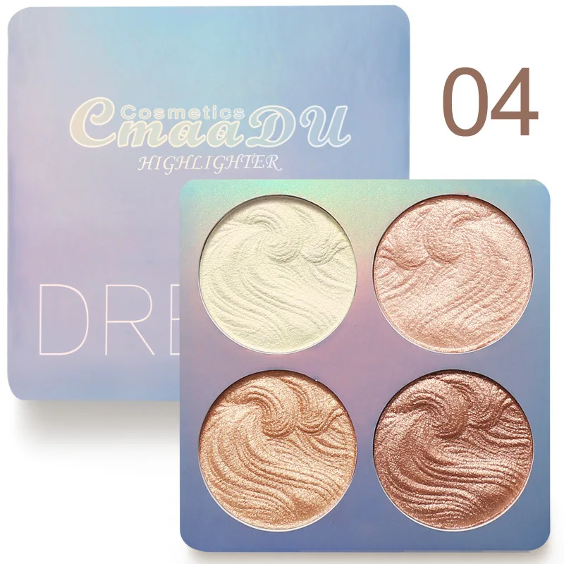 

CmaaDu new design face powder shimmer highlighter makeup 4color palettte, 4colors