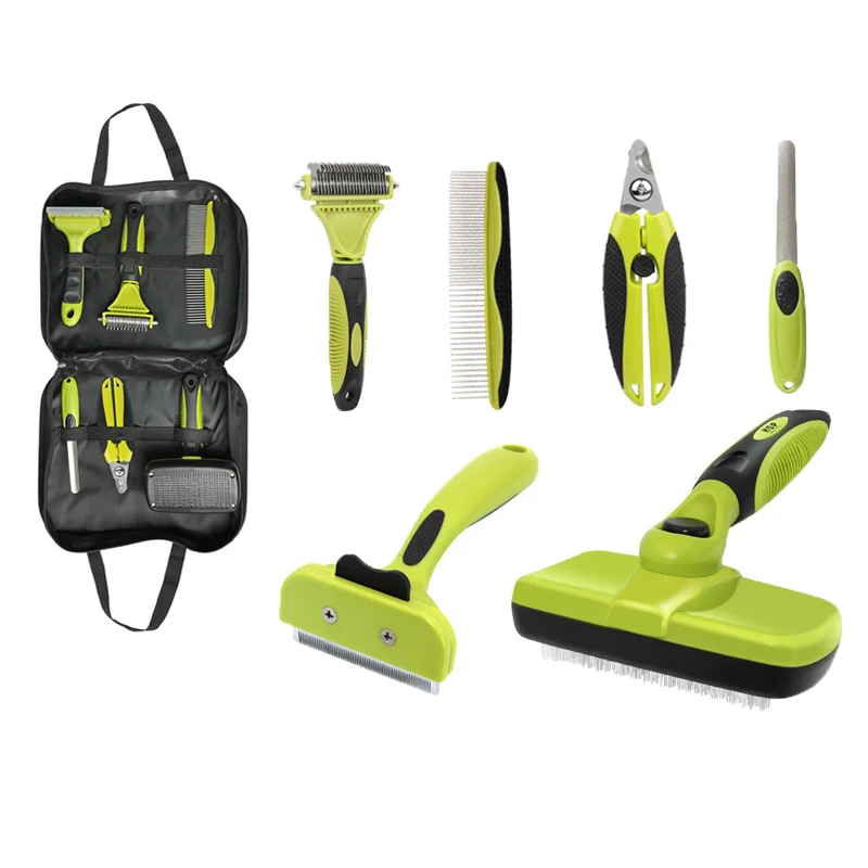 

Wholesale Professional Pet Brush Set Kit Multifunction 6 In 1 Cat Dog Grooming Tool Bag