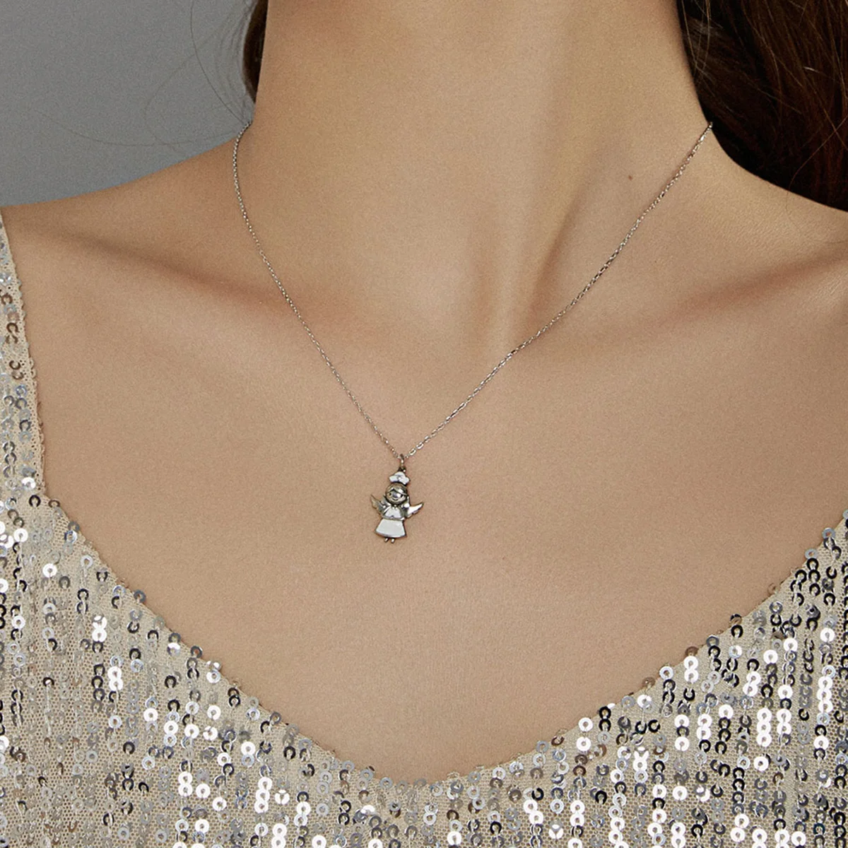 

New Type Exquisite Jewelry Luxury White Angel Pendant 925 Sterling Silver Wing Necklace