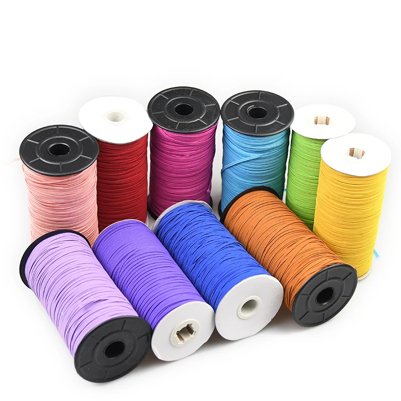 

Stock Factory good price good quality braid many coloful elastic band in webbing 3mm 6mm trimming, White or black