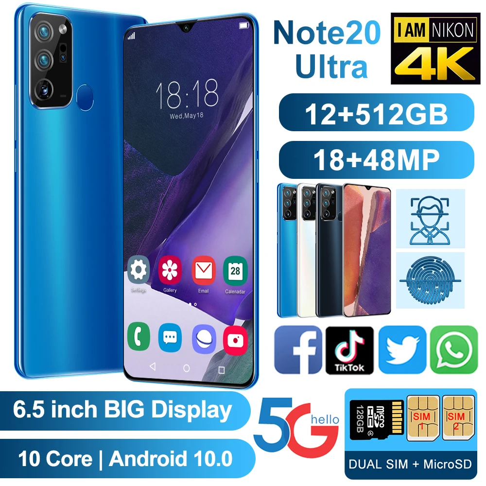 

expansive new good phone 5G LTE 6.5" smart display smartphone 18mp; 48MP mobile phone 12GB 512GB make art creation easier