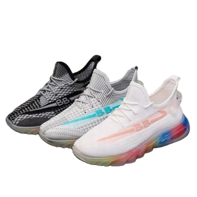 

Trendy YEZZY Design Women Outdoor Walking Breathable Casual Sport Shoes Comfortable Running Footwear Rainbow Outsole Girl Shoes, Customized color