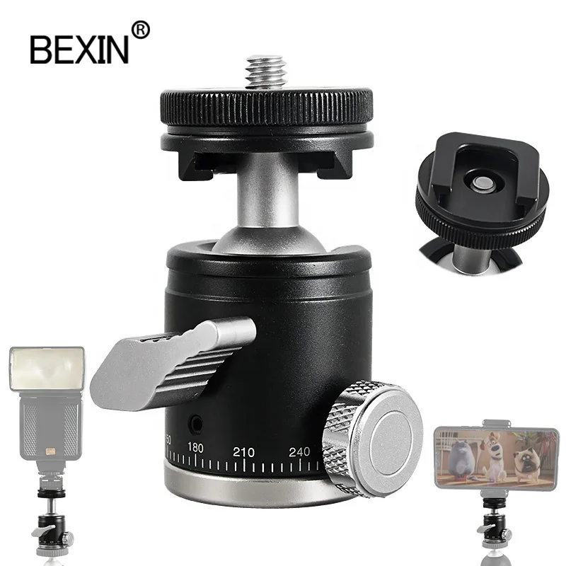 

BEXIN 1/4-3/8 Convert Screw Camera Tripod Flash Hot Shoe Mount 360 Swivel mini Ball Head For Lamp Stand Monopod Monitor Adapter