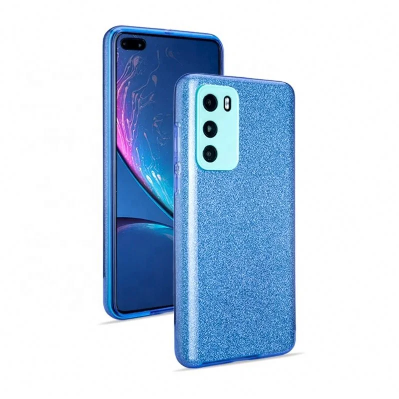 

Colorful Silver Glitter Back Cover Clear Bling Shockproof Case For Huawei P40, 6 colors