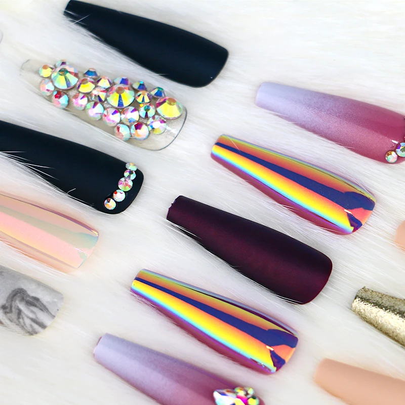 

Wholesale Private Label Full Cover Long False Artificial Press on Nails ABS Set Fake Nail, Custom color