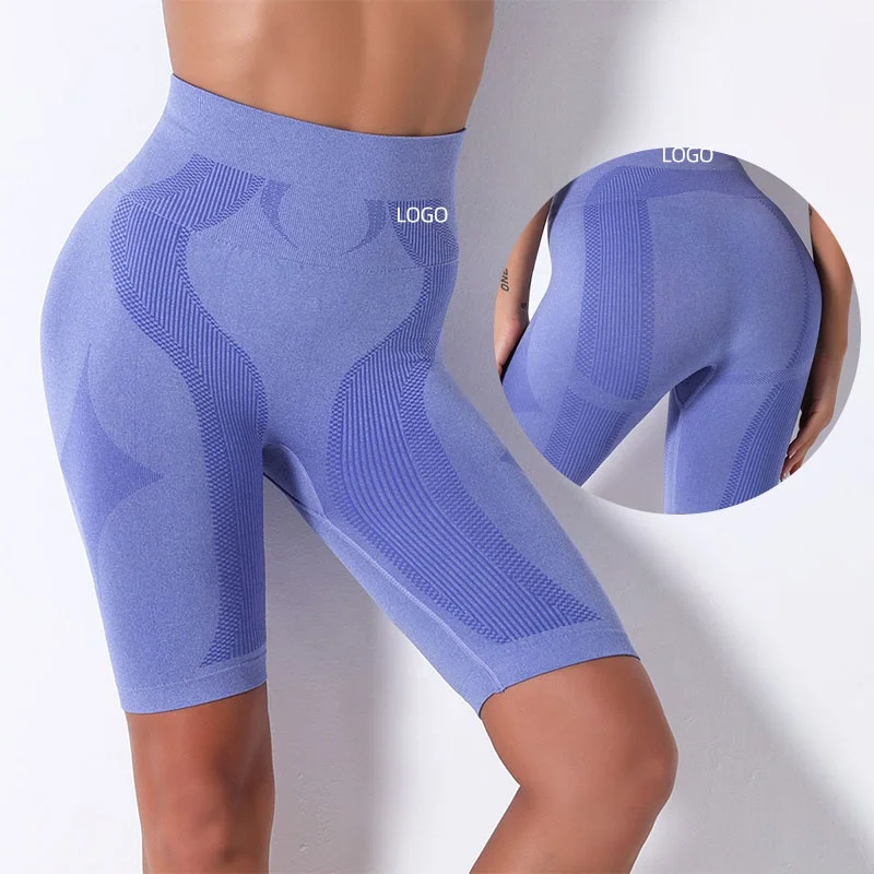 

Hot Selling 2021 New Knitted Seamless Leggings Sports Biker Shorts Fitness Womens Yoga Pants Shorts, 5 colors