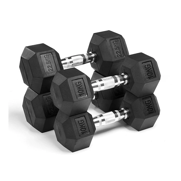 

Wholesale Fitness Equipment dumbells 20 kg dumbbell set weights chrome cast iron hex dumbbells, Black