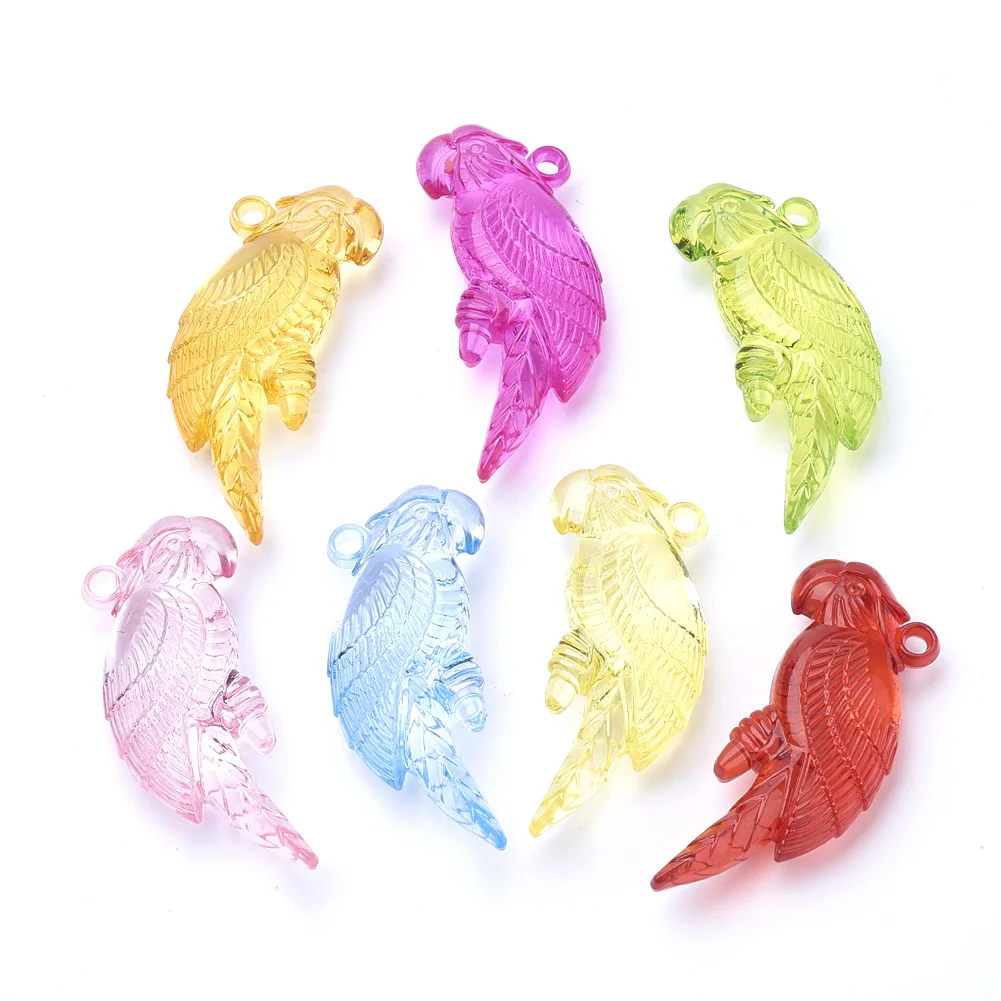 

PandaHall Mixed Color Parrot Transparent Acrylic Big Pendants