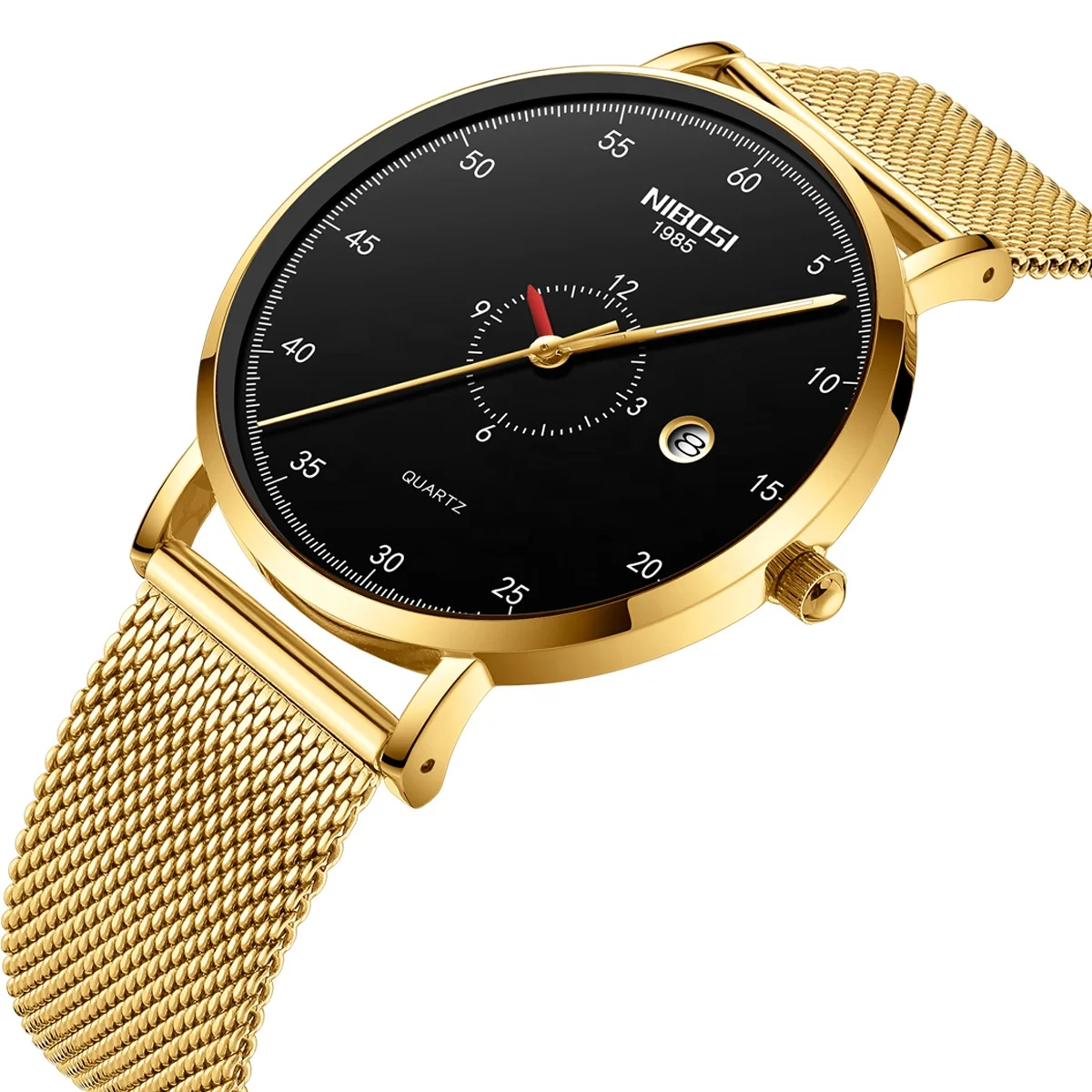 

NIBOSI 2360 Mens Watches Top Brand Luxury Fashion Watch Slim Mesh Date Waterproof Quartz Watch dropshipping