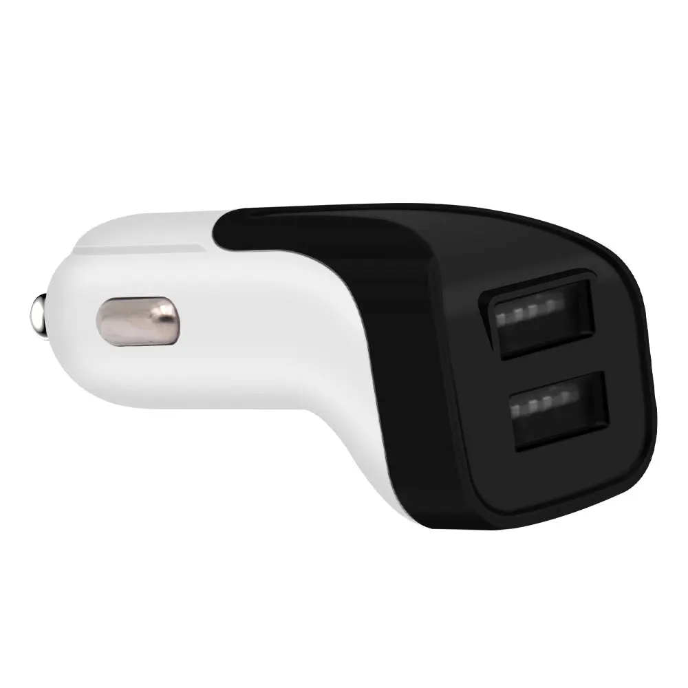 

Dual Port USB Car Charger fast charger USB Car Phone CCar Charger 12v-24v 3.1A Output Dual USB Car Charge Adapter, White/black