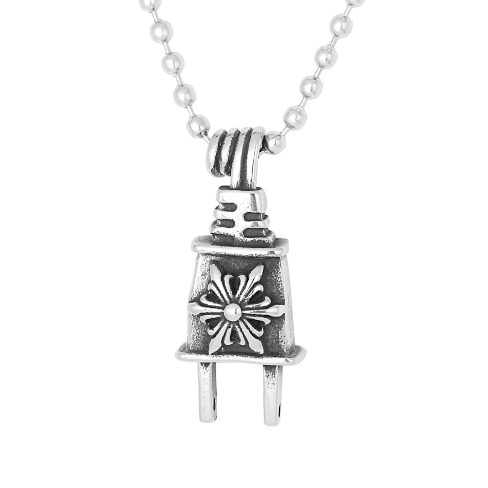 

Wholesale Custom Mens Fashion Jewelry Unique Design Stainless Steel Plug Pendant Necklace