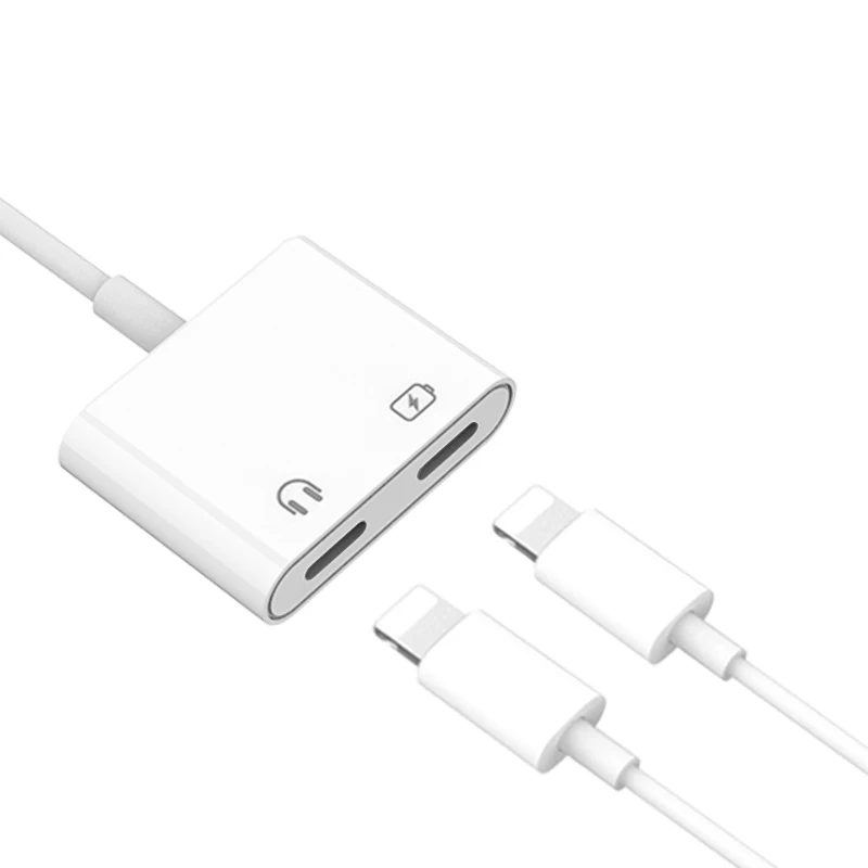 

High Quality Charging and Audio Splitter Headphone Adapter Cable for iPhone7 8 X 11 12, White