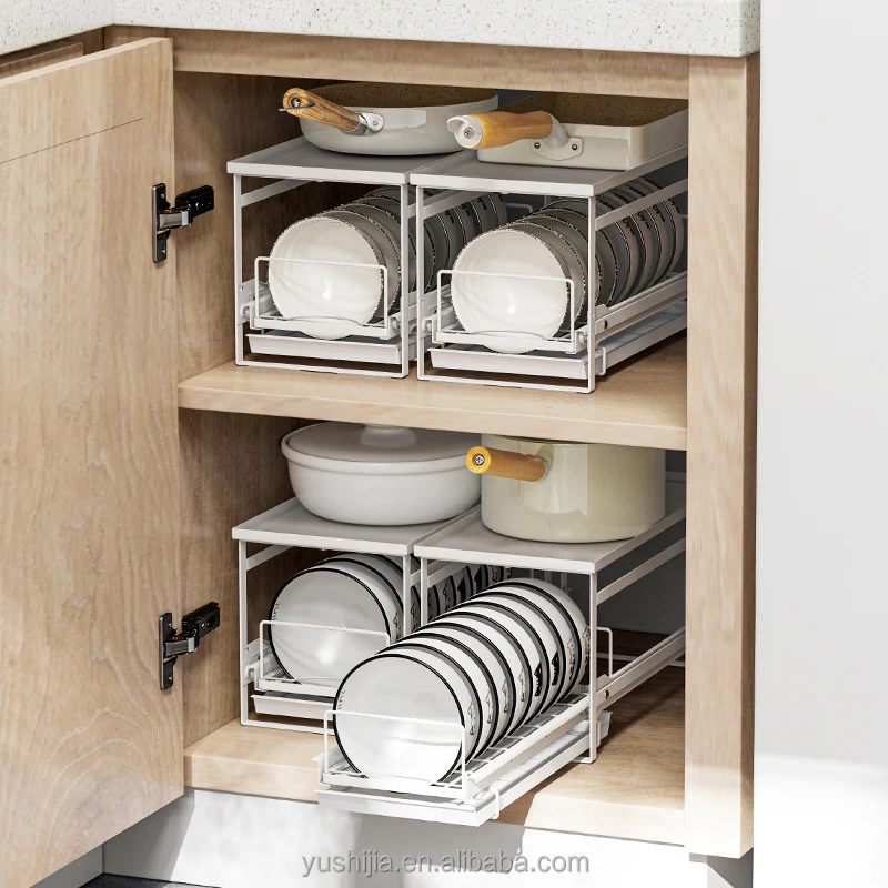 

Kitchen unique stackable drawer organizer bowl holder drainer drying dish plate storage rack under the sink organiser