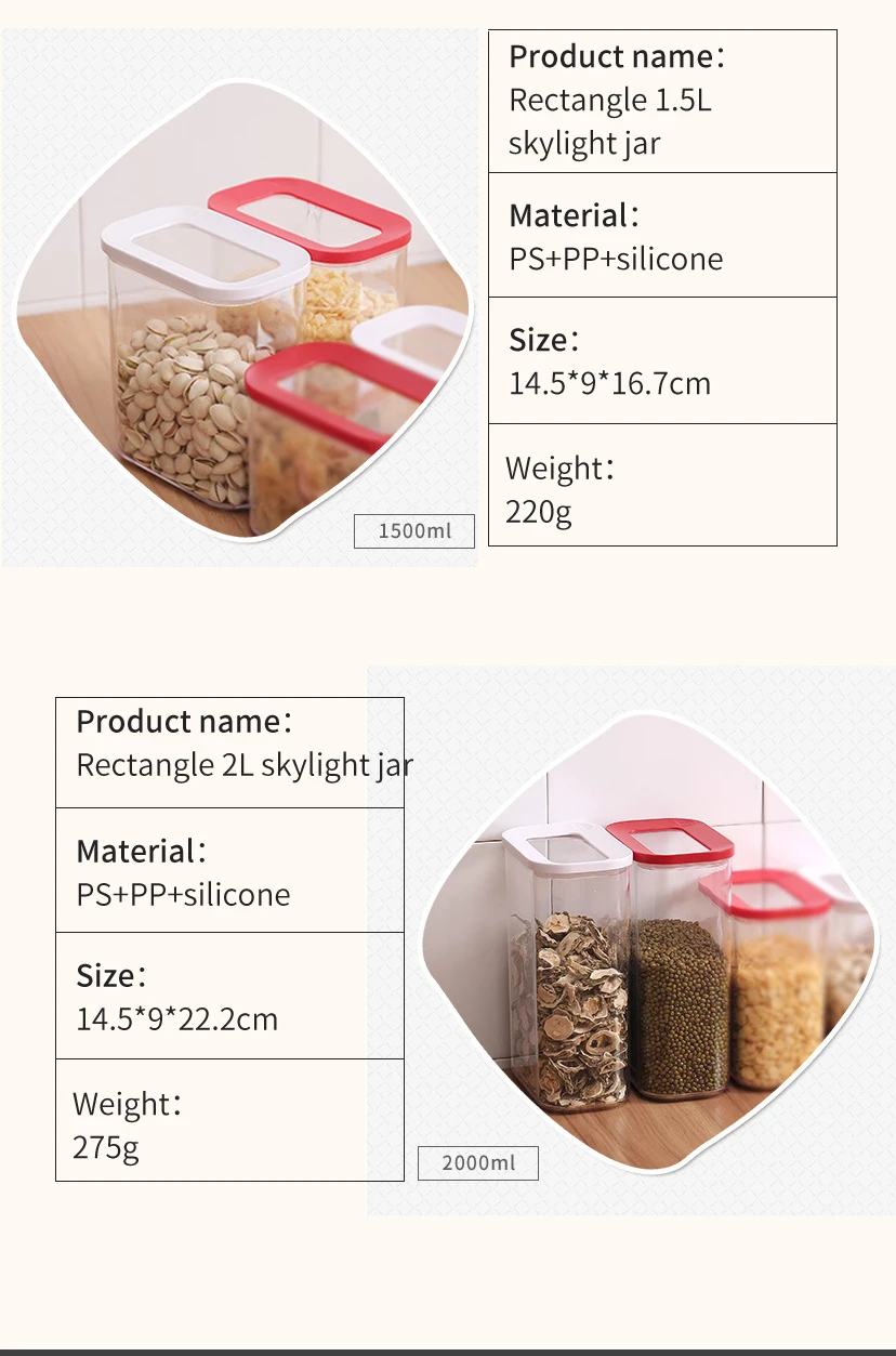 Airtight Transparent Kitchen Skylight Food Storage Container