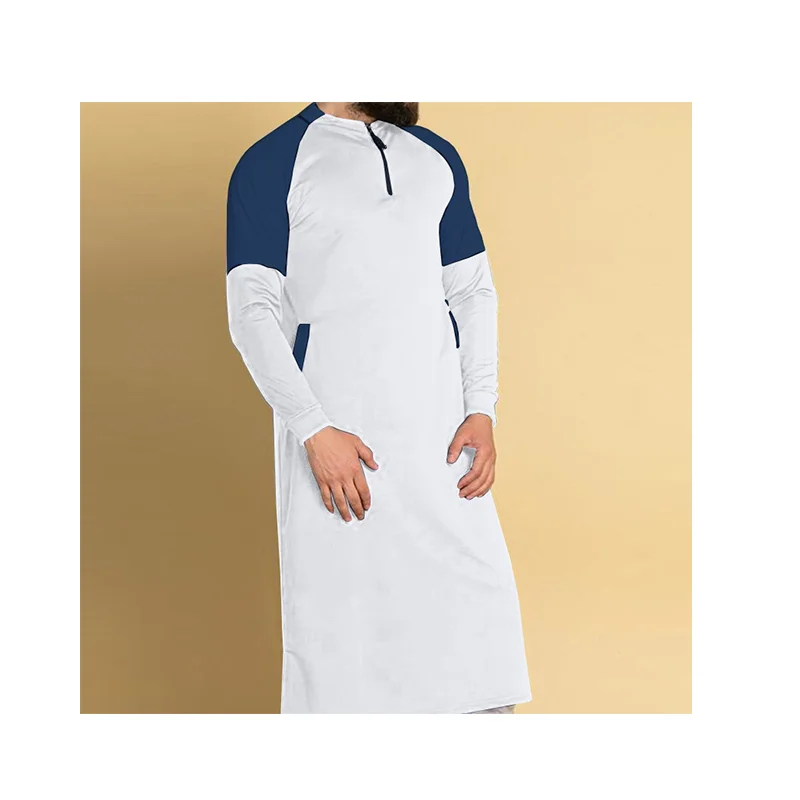 

top quality men vintage stand collar arab robe muslim clothes Ready goods in factory, White/ blue/green