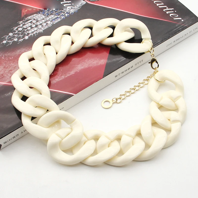 

Glossy curved thick neck jewelry chunky acrylic link chain women necklace
