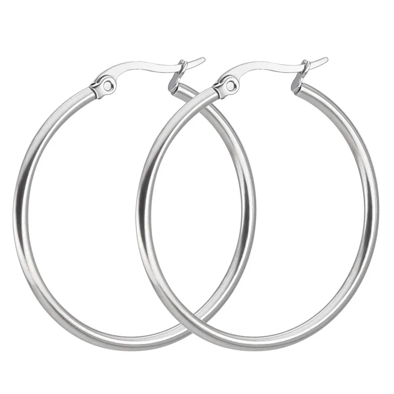 

Non-allergenic Surgical Steel Women's Silver Plated Round Hoop Sleeper Earrings